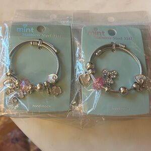 Mint‎ Stainless Steel Teddy Bear Charm Bracelets 6 total